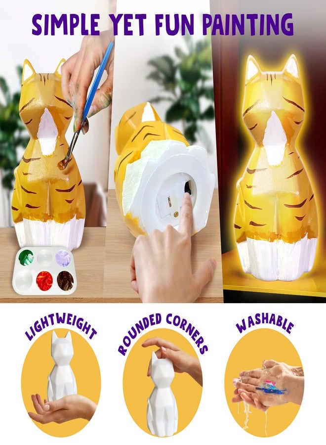 Goody King مجموعة Goodyking لتلوين مصباح قطة بنفسك، مصباح ليلي على شكل قطة، مجموعة أدوات فنية وحرفية للأطفال من عمر 8 إلى 12 سنة، لوازم فنية، هدية مثالية لأعياد الميلاد وعيد الفصح والعطلات للمراهقين من عمر 3 إلى 8 سنوات فما فوق. - Image 4